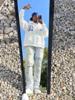 Letter Embroidered Hoodie Jacket -1095