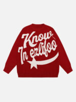 Letter Print Knitted Sweater -1414