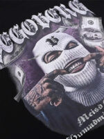 Masked Gangster Portrait Printed T-Shirt-1533