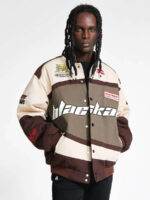 Retro Style Quilted Racing Jacket -1297