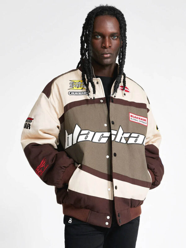 Retro Style Quilted Racing Jacket -1297