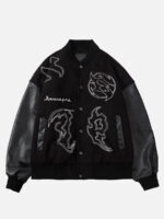Symbol Embroidery PU Leather Racing Jacket -1133