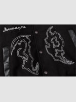 Symbol Embroidery PU Leather Racing Jacket -1133