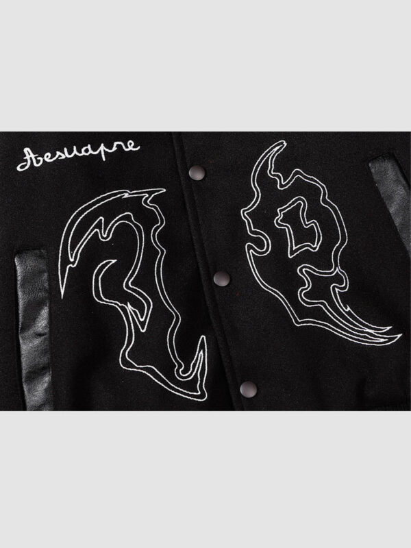 Symbol Embroidery PU Leather Racing Jacket -1133