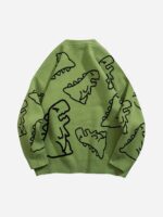 Cartoon Dinosaur Printed Sweater - 1004