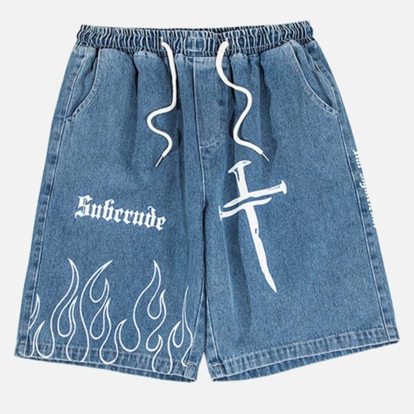Flame Print Loose Shorts