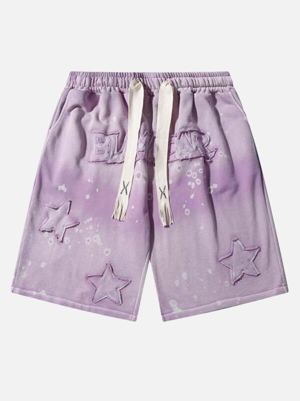 Gradient Letter Embroidery Casual Shorts