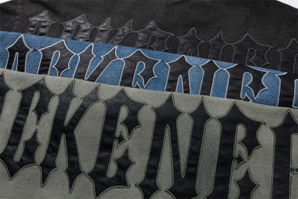 Tie-dye Gradient Letter Embroidery T-shirt - 1542