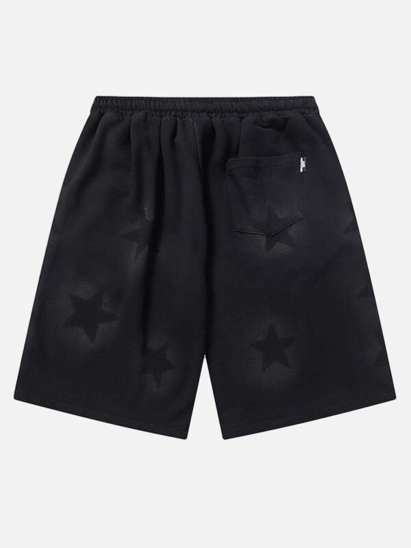 Star Letter Print Drawstring Shorts -1601