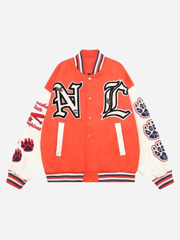 Letter-embroidered Contrasting Jacket