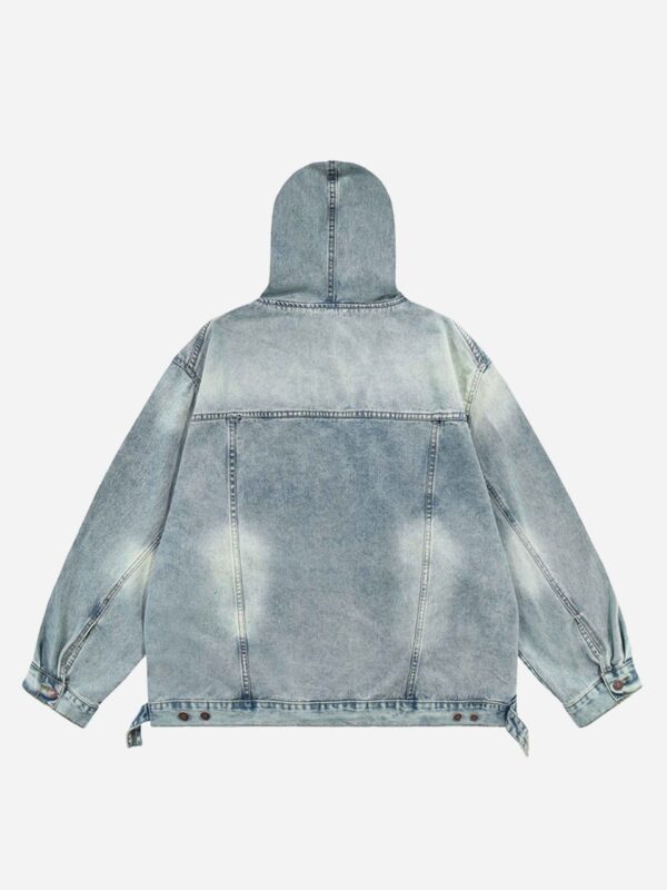 High Street Washed And Worn Denim Hoodie - 1464