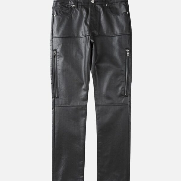 Retro Zipper Pocket Slim Straight Pants