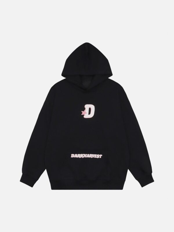 Star Letter Print Hooded Sweatshirt