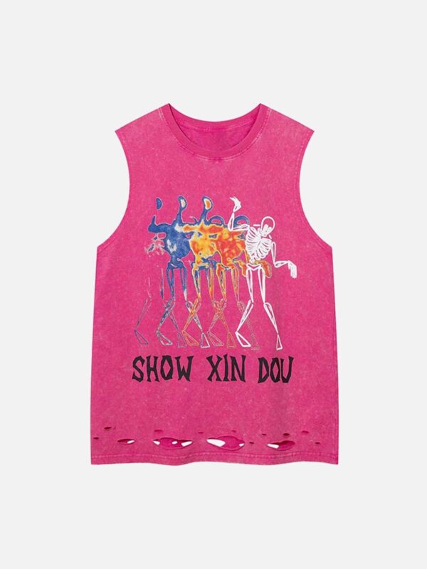 Hip-hop Letter Print Ragged Undershirt