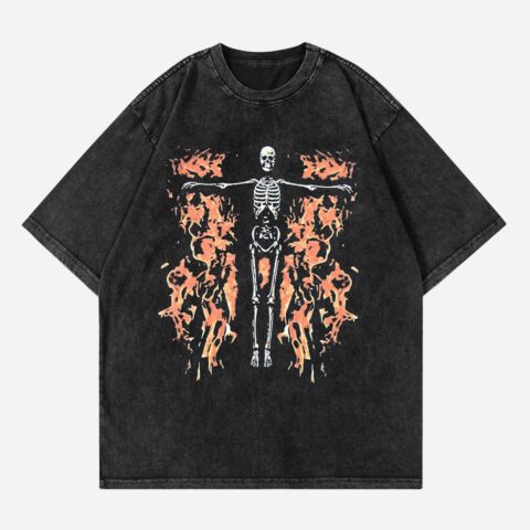 American Hip-hop Flame Skull Made Of Old T-shirt