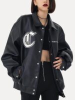 Stallion Letter PU Leather Jacket - 1635