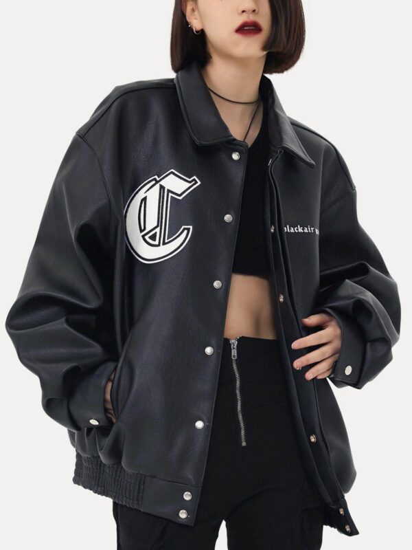 Stallion Letter PU Leather Jacket - 1635