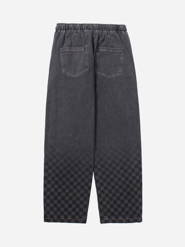 American Washed Elastic Waist Denim Casual Pants