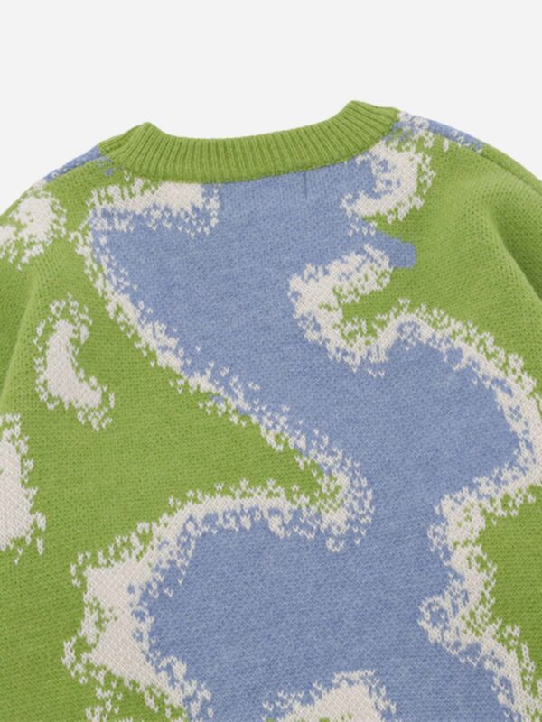 Camouflage Peplum Crew Neck Knit