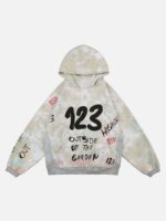 Heavy Wash Vintage Digital Print Hooded Sweatshirt