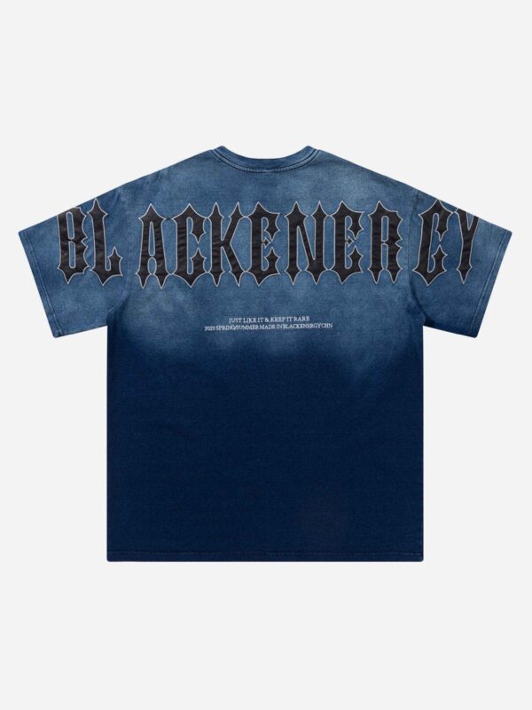 Tie-dye Gradient Letter Embroidery T-shirt - 1542