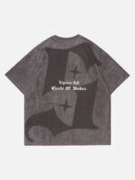 Retro Letter Print Cotton T-shirt