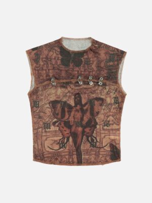 American Vintage Butterfly Embroidery Pattern Sleeveless Vest -1605